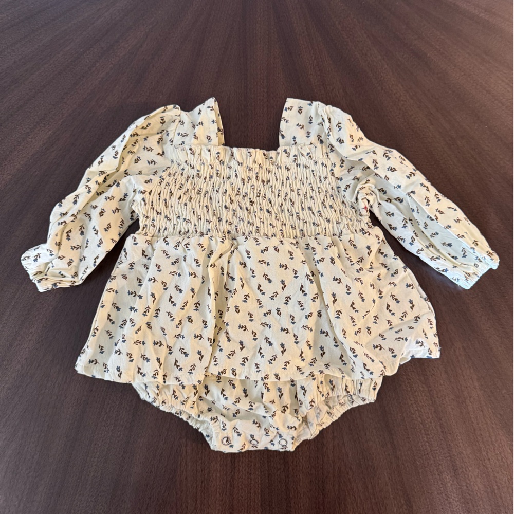 Floral Cream Baby One Piece